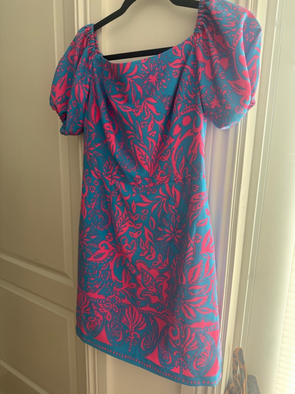 Lilly PBlue & Pink Floral Puff-Sleeve Women's Dress